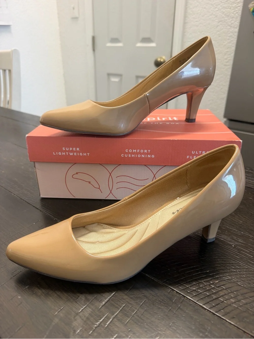 Classic Pointed-Toe Nude Patent Pumps - Comfort Cushioned Heel